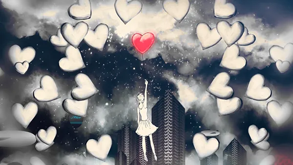 Emilie Simon 'I Call It Love' lyrics video; illustrated character sequence