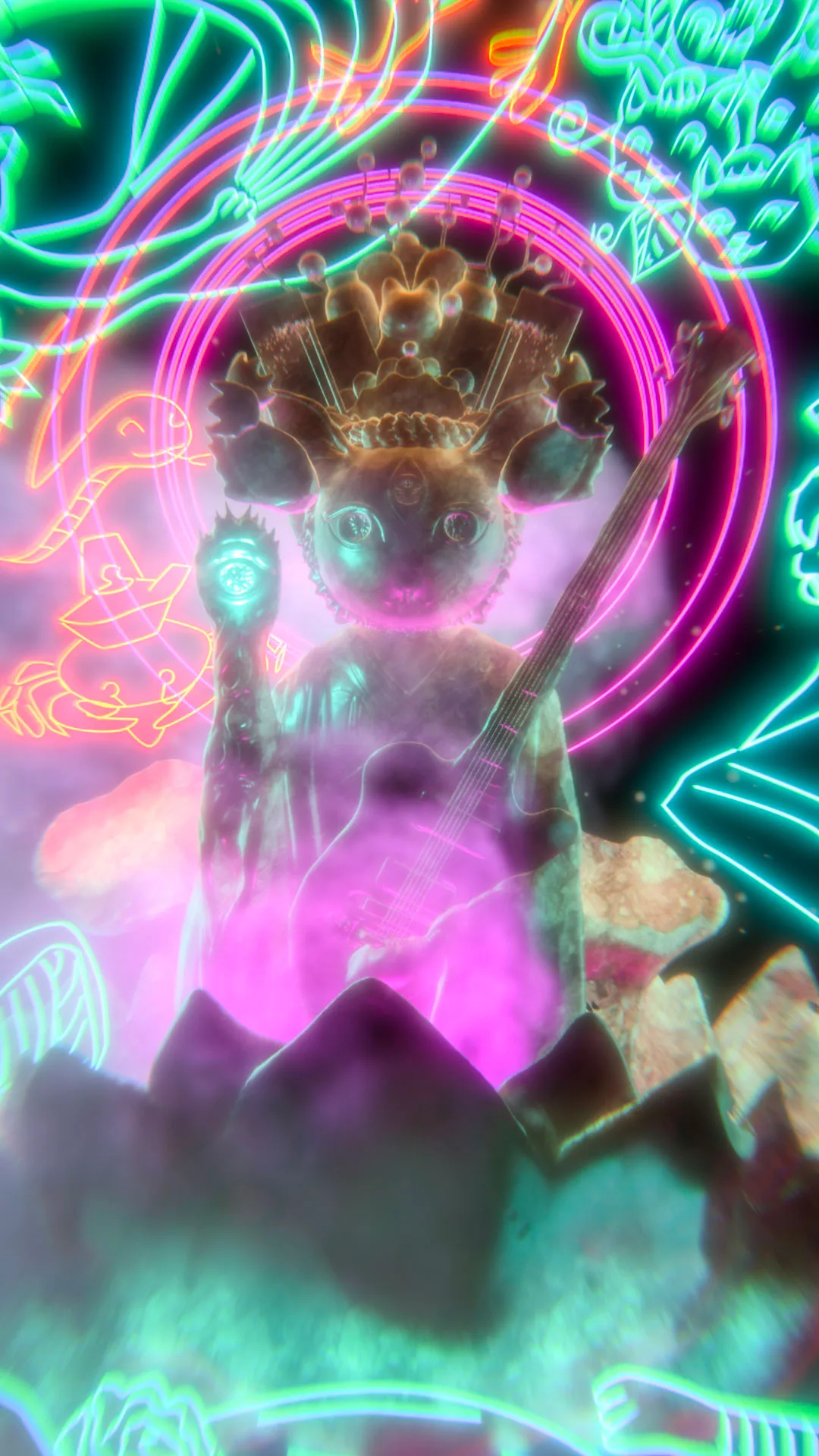 Vertical short-form music visualizer still, Shiina Ringo fan art