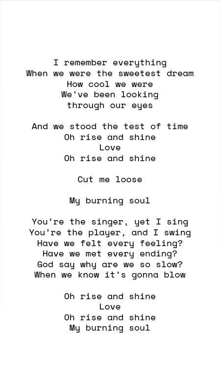 My Burning Soul, lyrics