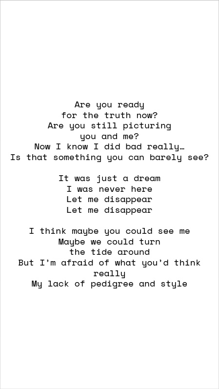 Let Me Disappear (Inside), lyrics