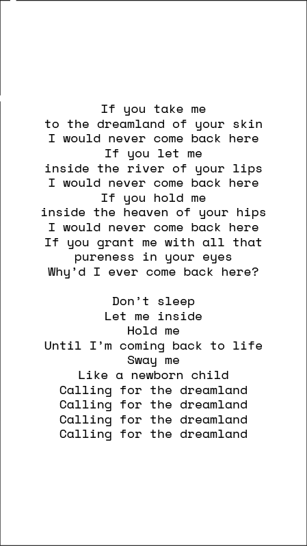 Dreamland Newborn, lyrics