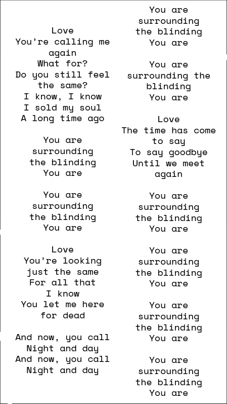 The Blinding, lyrics